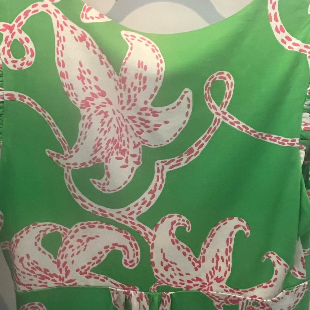 Lilly Pulitzer Green & Pink Floral V‑Neck Midi Dress - Picture 5 of 12